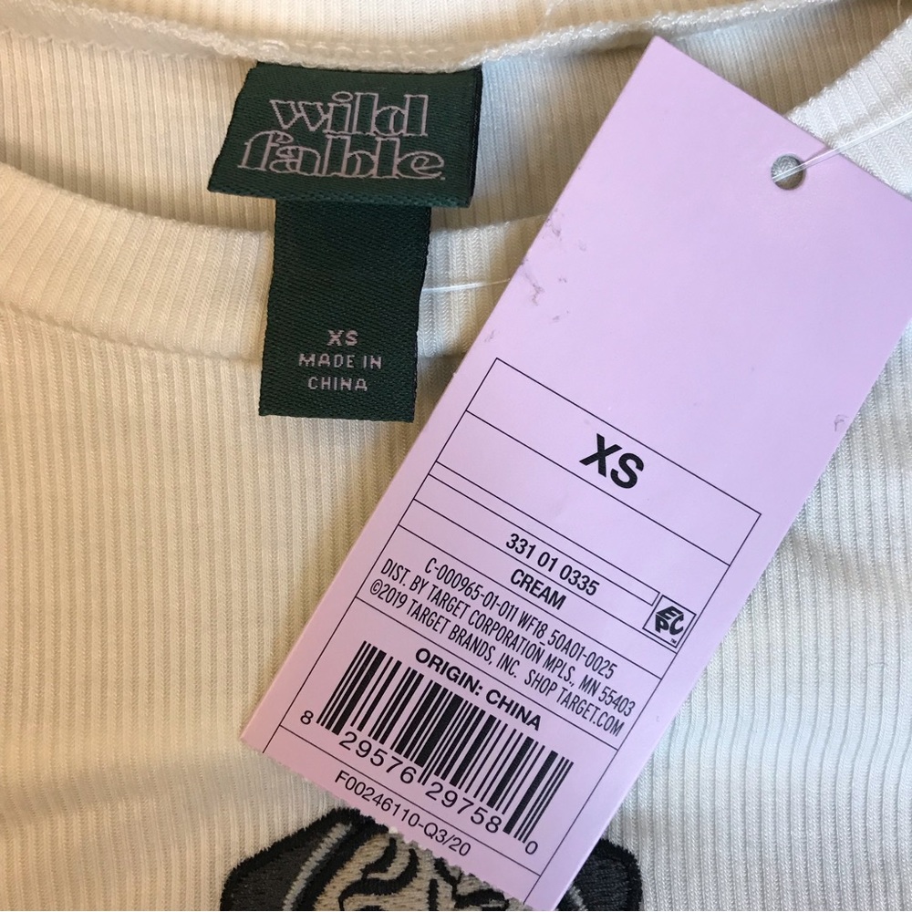 Wild Fable Long Sleeve Cream Pug Top, XS - Picture 5 of 6